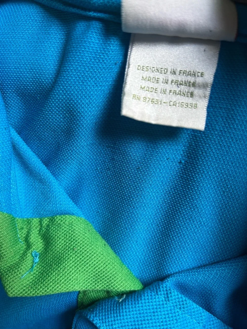 Lacoste Bright Blue Polo with Green Trim - Picture 9 of 9